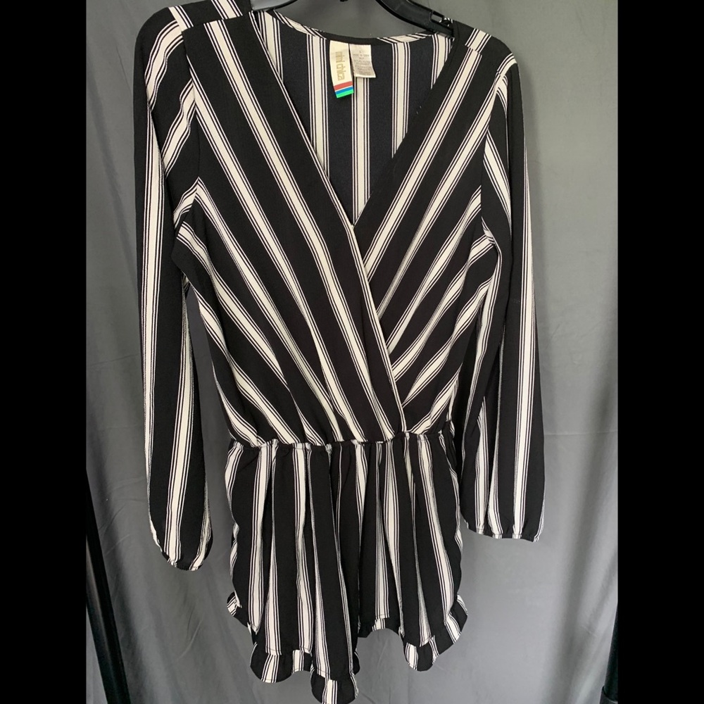 Black and White Striped Romper